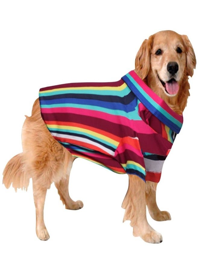 سايج سكوير قميص كلاب مطبوع عليه رسومات مربعة جريئة، قميص كلاب عصري، فائق النعومة وخفيف الوزن، ملابس كلاب مريحة وجيدة التهوية، زي عصري (مقاس كبير جدًا - 28 بوصة) (طبعة مخططة ملونة) - Image 1